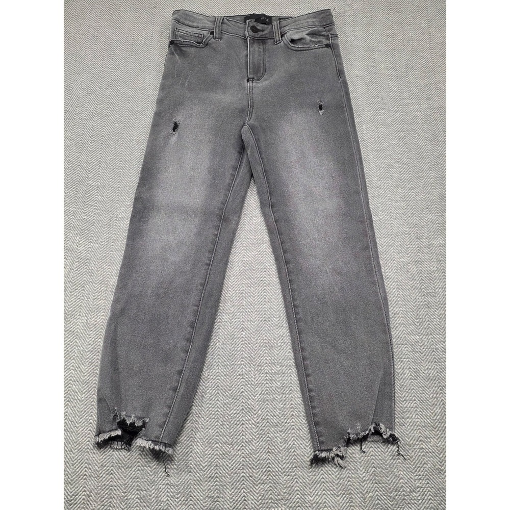 Kendall Kylie Icon High Rise‎ Straight Gray Distressed Jeans Women's Size 3 26